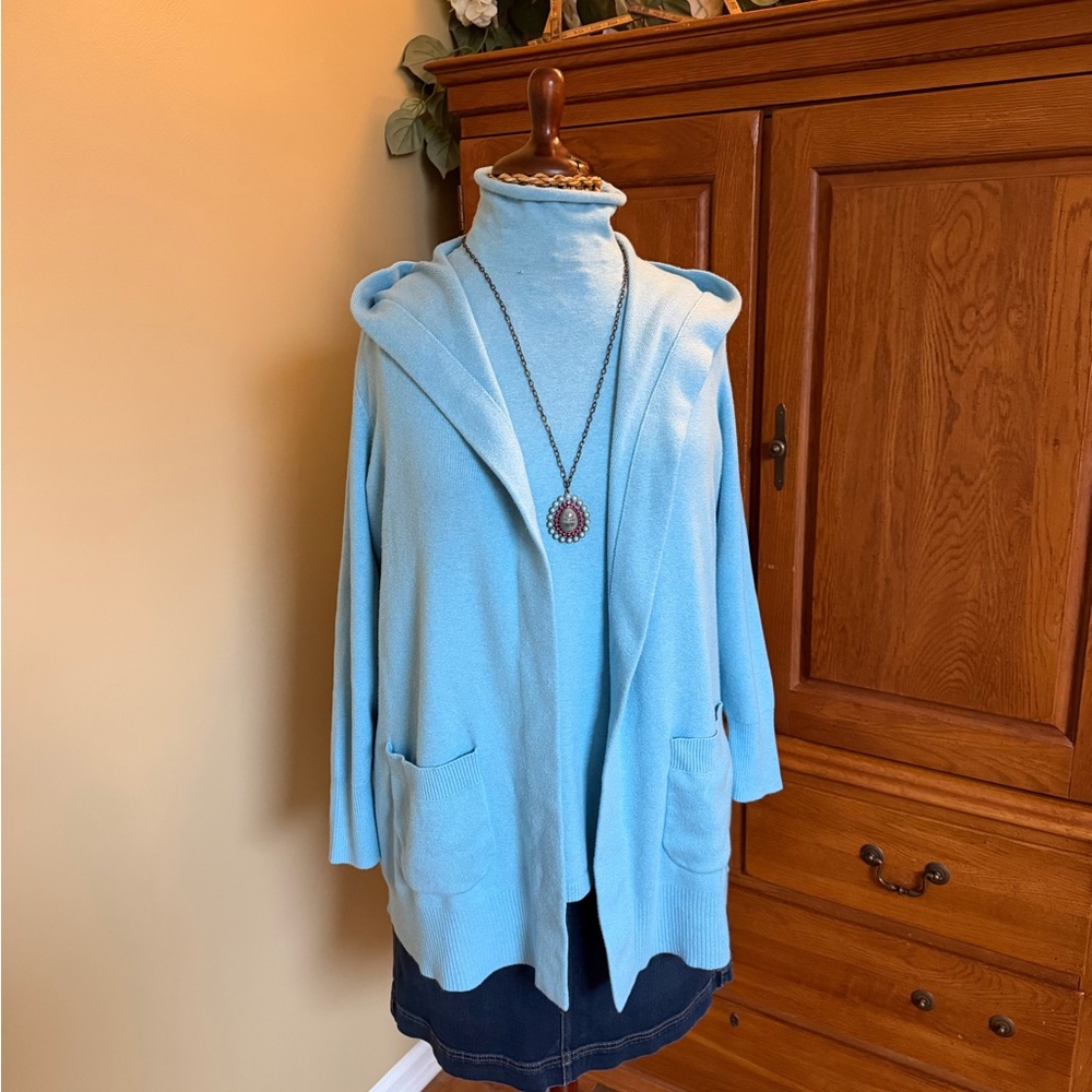 Chicos cashmere blend cardigan and roll neck tank top set